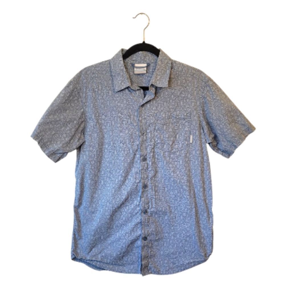 Columbia Blue Camping Print Short Sleeve Shirt
